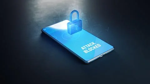3D Render of smartphone with modern antivirus software Ilustración de archivo