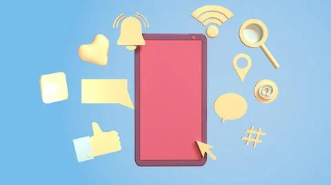 3D Render, smartphone with online icon Illustrazione stock