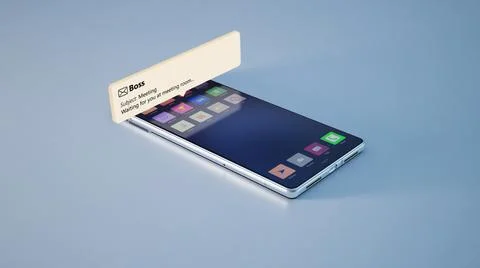 3D Render of smartphone receiving messages from boss Illustrazione stock