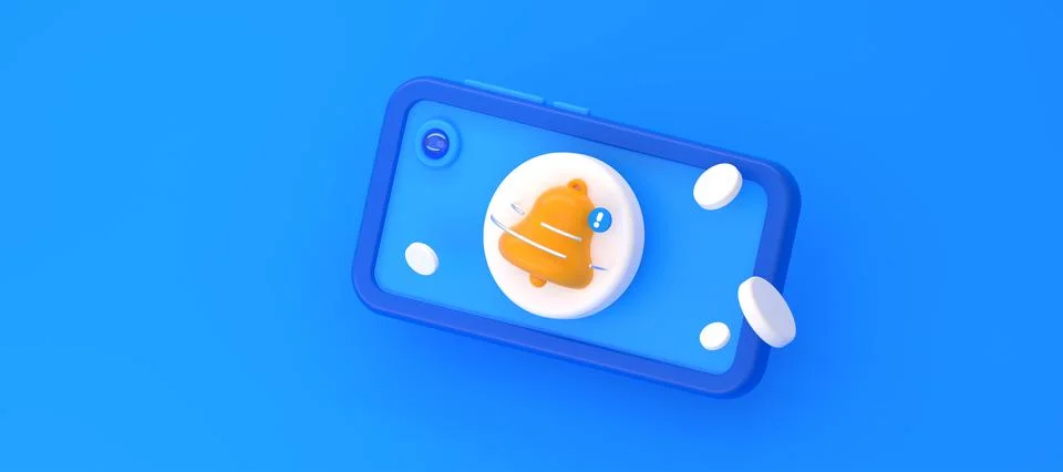 3d render smartphone screen with notification bell Stock Illustration