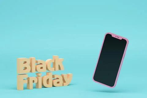 3d render of a smartphone with the words black friday for online sale of Stock Illustration