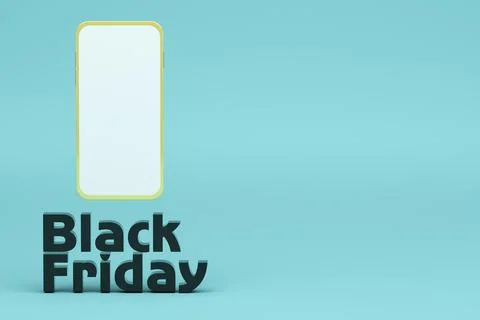 3d render of a smartphone with the words black friday for online sale of Stock Illustration