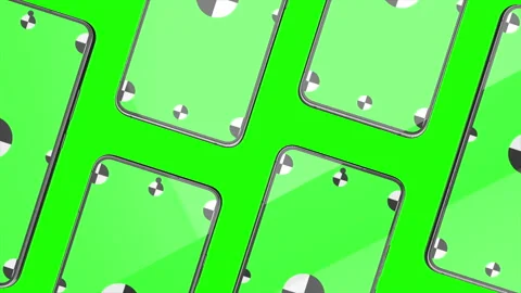 3D render of smartphones with a green background. Rotating in screen. With a Stock Footage 194681968