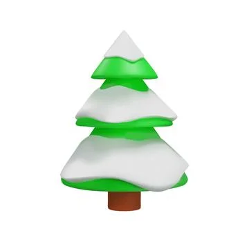 3D render snow Christmas tree in clay style Stock Illustration