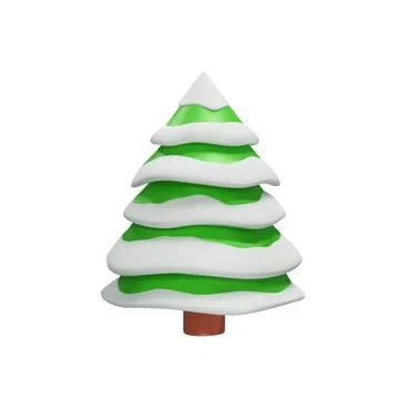 3D render snow christmas tree in clay style Stock Illustration