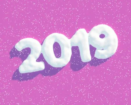 3d render snow lettering "2019" Stock Illustration