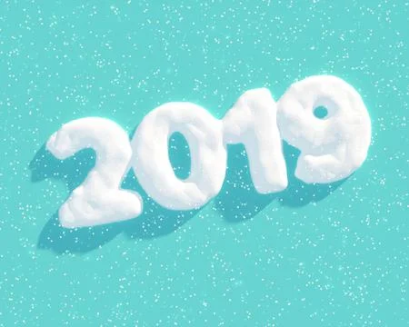 3d render snow lettering "2019" Stock Illustration