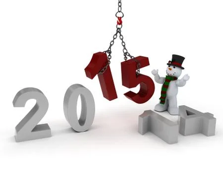 3D Render of Snowman celebrating new years Stock Illustration