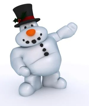 3D Render of a Snowman Character hugging a globe Stock Illustration