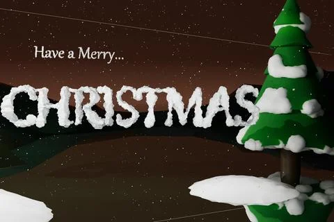 3d render of snowy christmas message for 2025 Stock Illustration