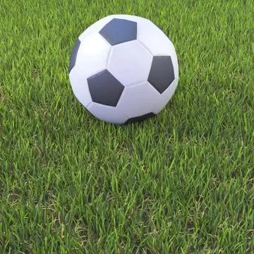 3d render of a soccer ball on a grass pitch Stockillustratie