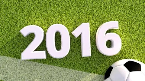 3d render of a soccer ball on grass 2016 Stock Illustration
