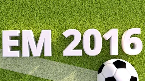 3d render of a soccer ball on grass em 2016 Illustrazione stock