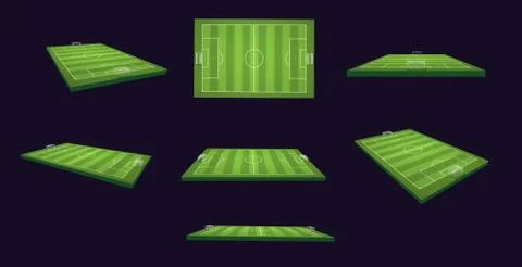 3D Render of Soccer Field 3d Illustration Set on different views and angles Stock Illustration