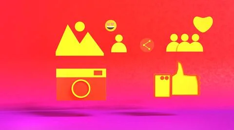 3D Render, social media image sharing with comunity Stock Illustration