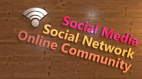 3D Render social media text, modern background Illustrazione stock