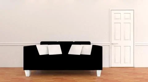 3D Render of Sofa on a blank wall Stock Illustration