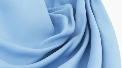 3D render of soft blue silk background luxury wave cloth satin fabric Stock Footage 258335390