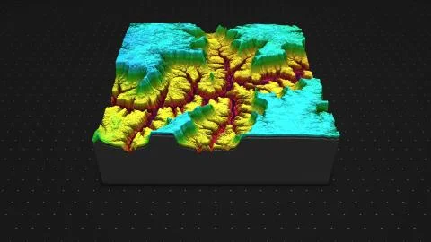 3d render of a soil slice, mountains isolated on dark background. イラスト素材