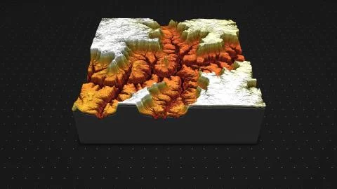 3d render of a soil slice, mountains isolated on dark background. Stock Illustration