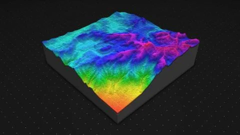 3d render of a soil slice, mountains isolated on dark background. Stock Illustration