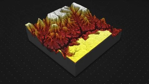 3d render of a soil slice, mountains isolated on dark background. Stock Illustration