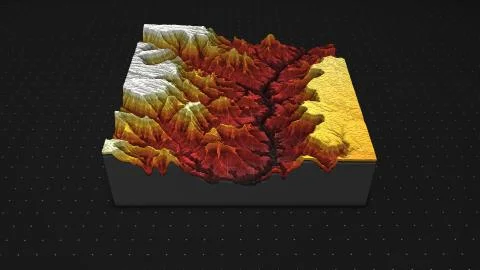 3d render of a soil slice, mountains isolated on dark background. Stock Illustration