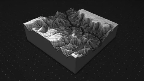 3d render of a soil slice, mountains isolated on dark background. Stock Illustration