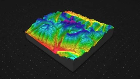 3d render of a soil slice, mountains isolated on dark background. Stock Illustration