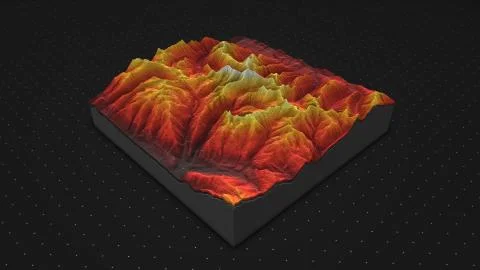 3d render of a soil slice, mountains isolated on dark background. Stock Illustration