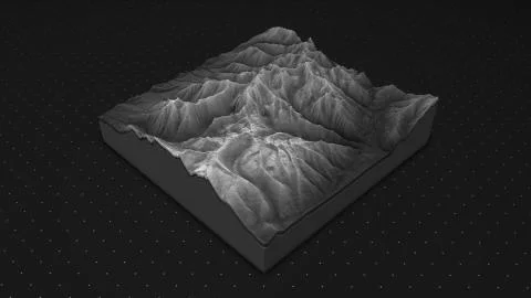 3d render of a soil slice, mountains isolated on dark background. Stock Illustration