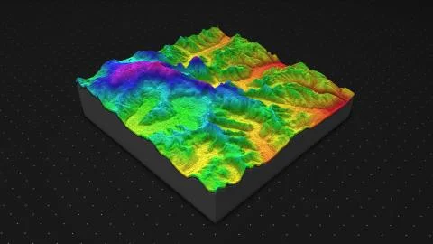 3d render of a soil slice, mountains isolated on dark background. Stock Illustration