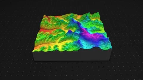 3d render of a soil slice, mountains isolated on dark background. 库存插图