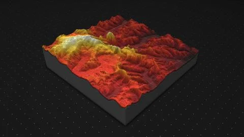 3d render of a soil slice, mountains isolated on dark background. Stock Illustration