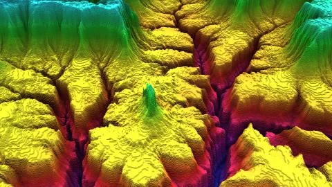 3d render of a soil slice, mountains isolated on dark background. Stock Illustration