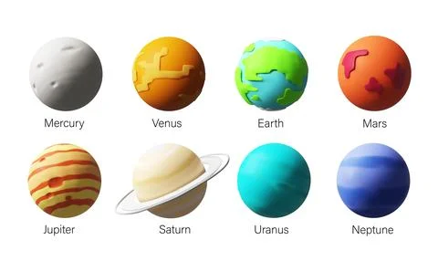 3D render Solar System planets set Stock Illustration