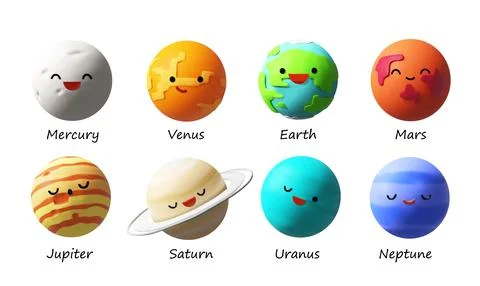3D render Solar System planets set for kids Stock Illustration