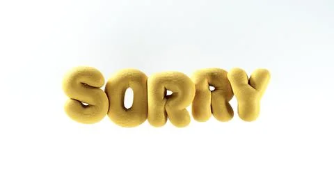 3D render of SORRY text in the form of inflated balloons hanging in the air Stock Illustration