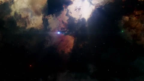 3D render, space filled with bright stars, clouds &amp; nebula, Stockbeeldmateriaal 220231382