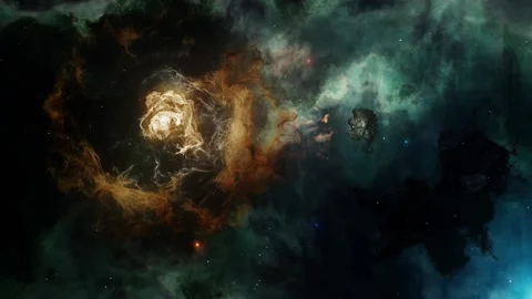 3D render, space filled with bright stars, clouds &amp; nebula, Stockbeeldmateriaal 220231515