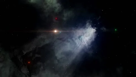 3D render, space filled with bright stars, clouds &amp; nebula, Stockbeeldmateriaal 220231592