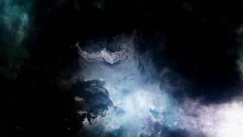 3D render, space filled with bright stars, clouds &amp; nebula, Vidéo 220231834