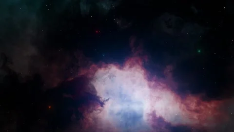 3D render, space filled with bright stars, clouds &amp; nebula, Видео 220233570