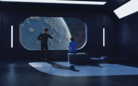 3d render. Space station and hotel Stock Illustration