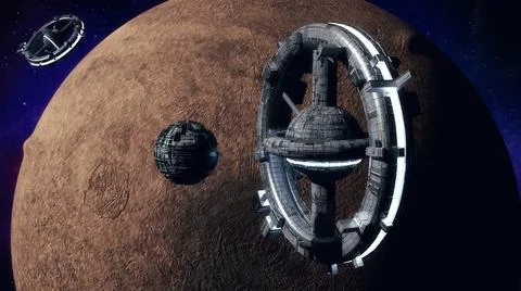 3d render. Space station and hotel Stock Illustration