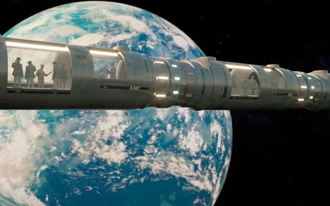 3d render. Space station and hotel Stock Illustration