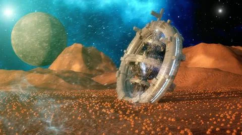 3d render. Space station and hotel Stock Illustration