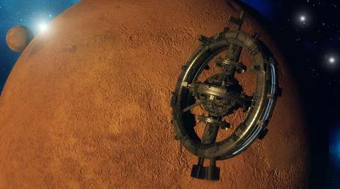 3d render. Space station and hotel Stock Illustration