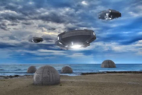 3d render. Spaceship concept design Stock Illustration