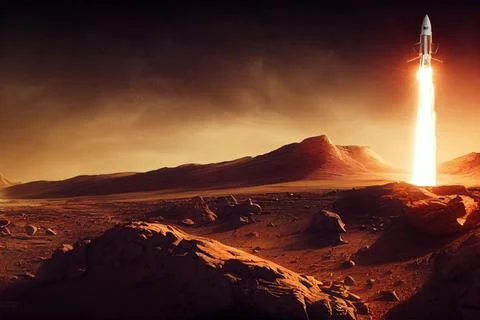 3D render of a spaceship flying off into the galaxy leaving a glowing trail on a Stock Illustration